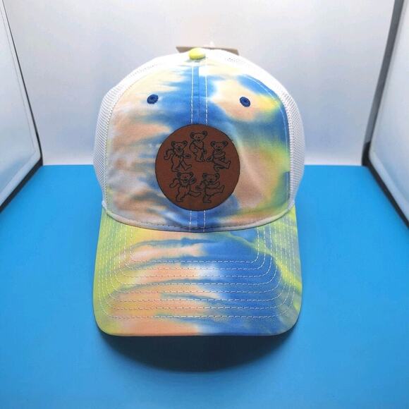 Grateful Dead Bears Round Leather Patch Trucker Snapback Hat Cap Cotton - Picture 1 of 7